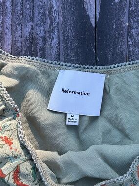 Reformation Light Sage Floral Slip Skirt